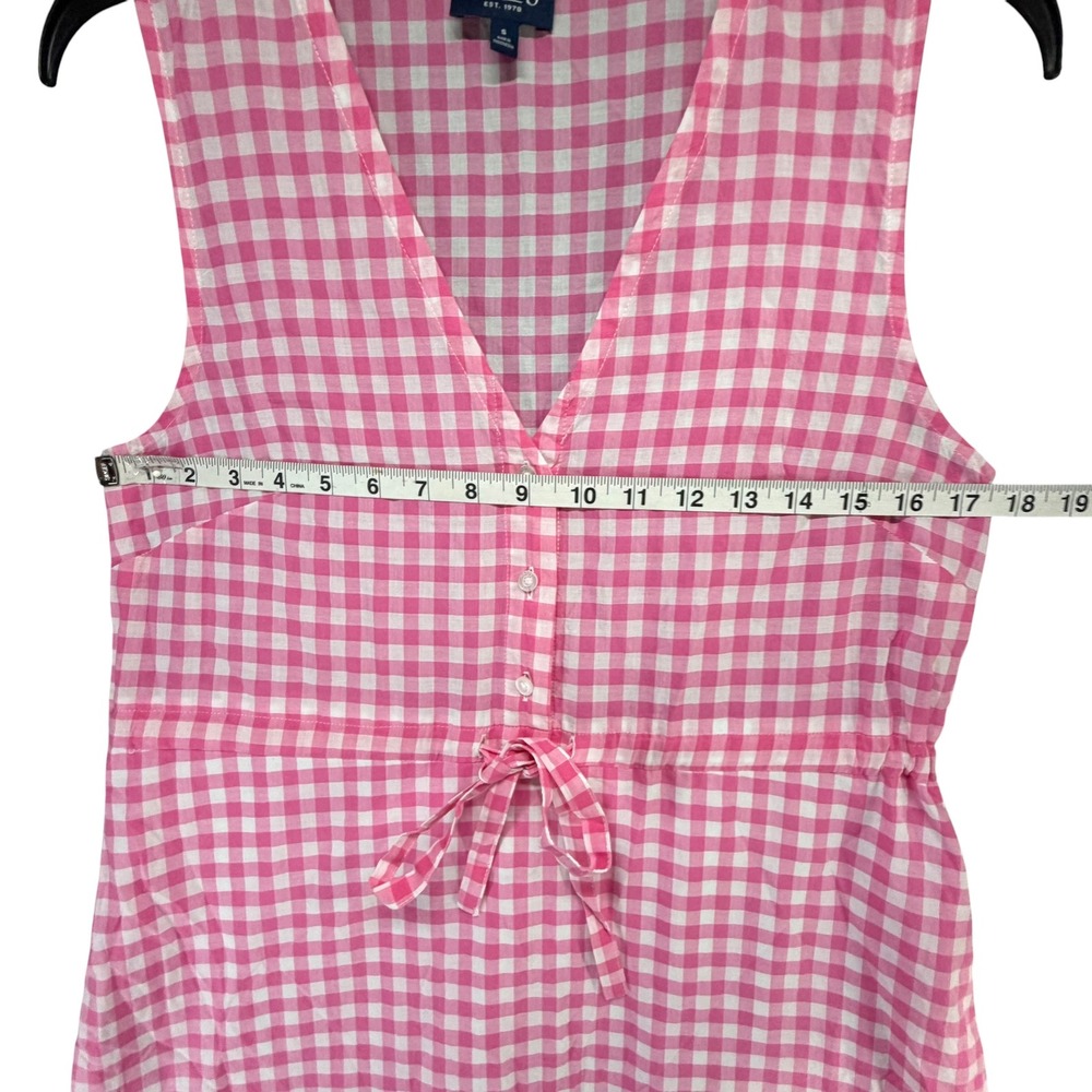 Chaps Gingham Check Tiered Ruffle Midi Dress Small Pink Cotton Cottage Prairie - Picture 6 of 12